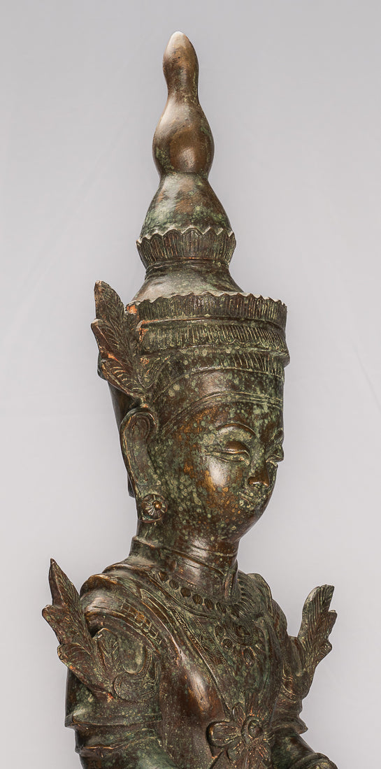 Bronzo di bronzo di Burmese Burmese Shan illuminazione statua di Buddha seduta - 102 cm/41 "