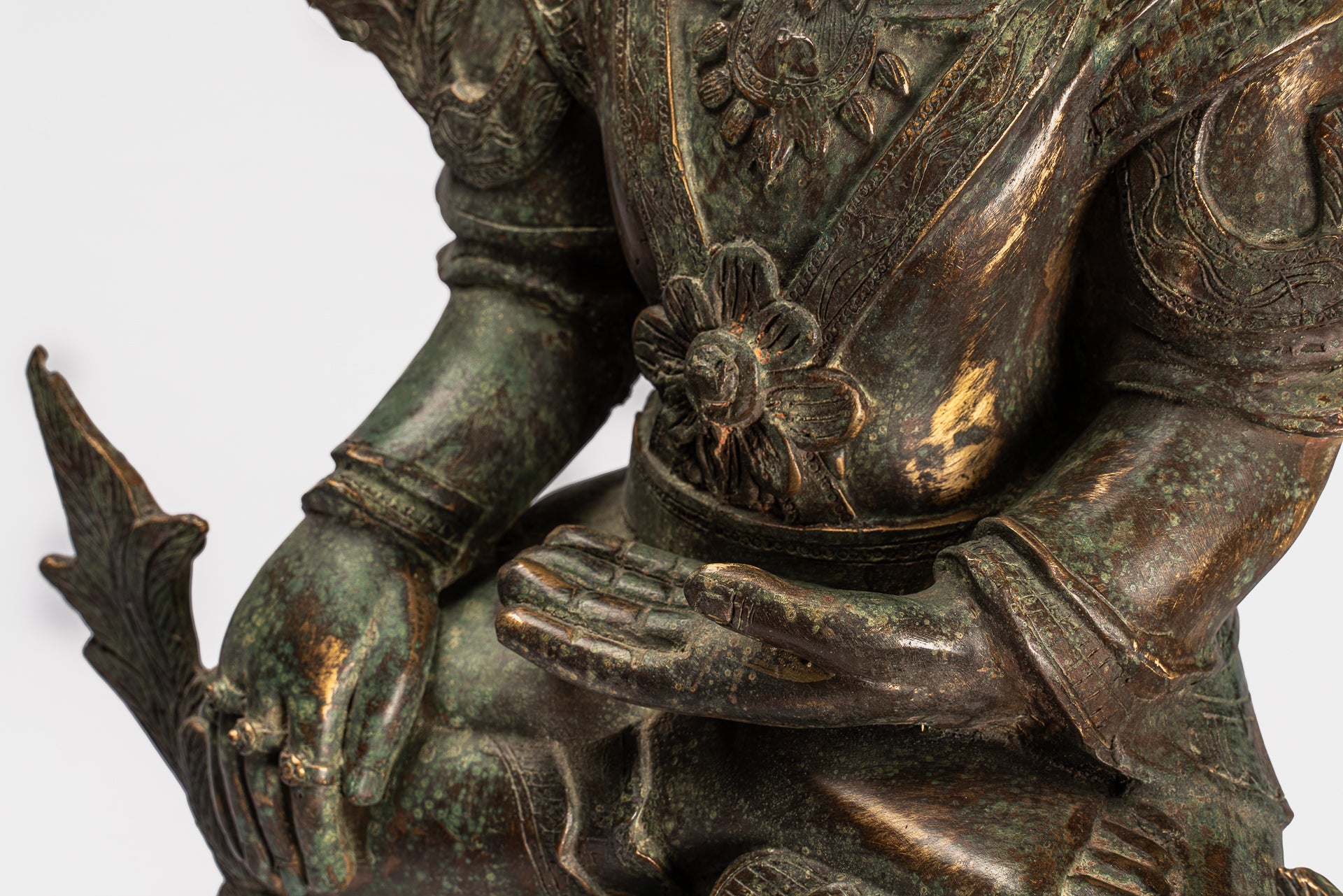 Bronzo di bronzo di Burmese Burmese Shan illuminazione statua di Buddha seduta - 102 cm/41 "