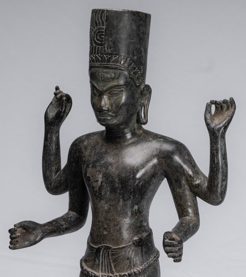 Harihara - Antiguo Phnom da Style Bronze Khmer Hari Hara o Vishnu & Shiva - 77cm/31 "