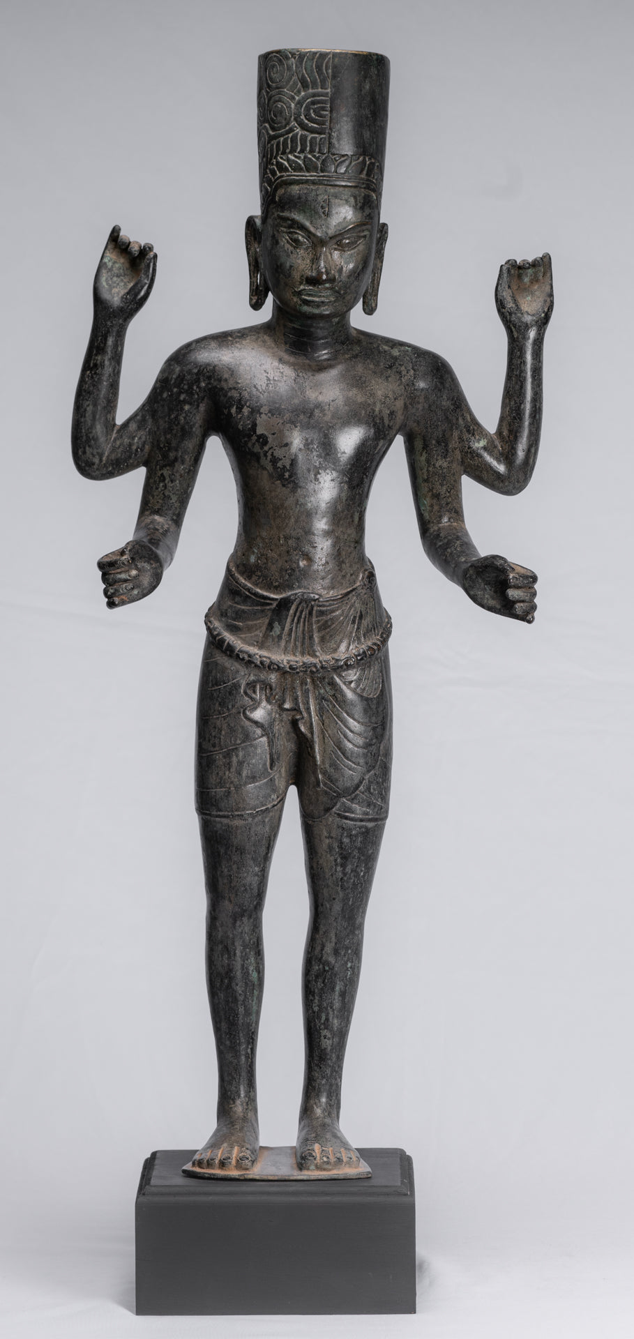 Harihara - Antiguo Phnom da Style Bronze Khmer Hari Hara o Vishnu & Shiva - 77cm/31 "
