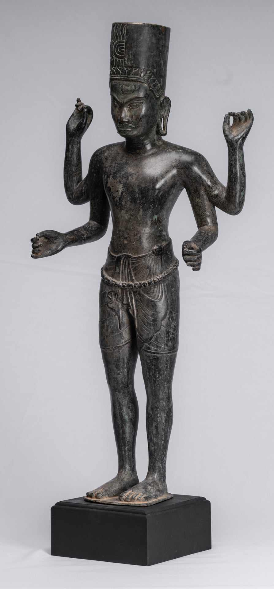 Harihara - Antiguo Phnom da Style Bronze Khmer Hari Hara o Vishnu & Shiva - 77cm/31 "