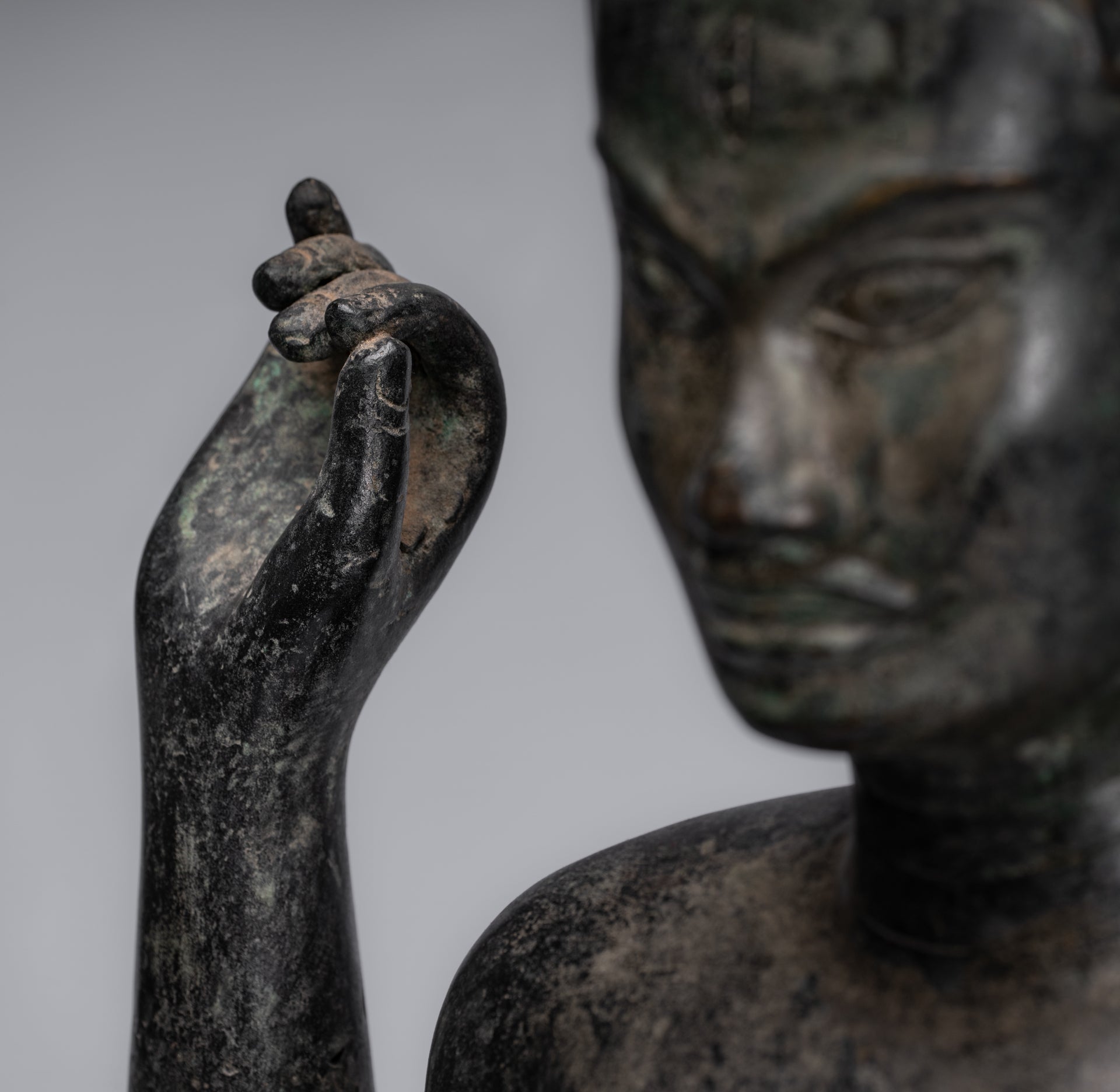 Harihara - Antiguo Phnom da Style Bronze Khmer Hari Hara o Vishnu & Shiva - 77cm/31 "