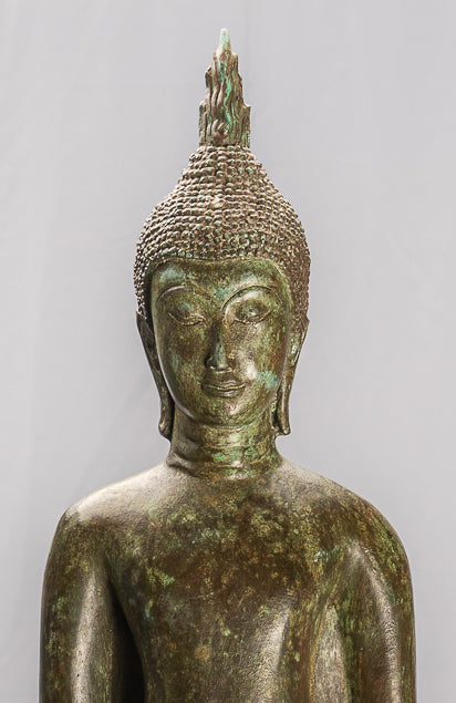 Antike Thai Style Ayutthaya Standing Bronze Charity Buddha Statue-98cm/39 "