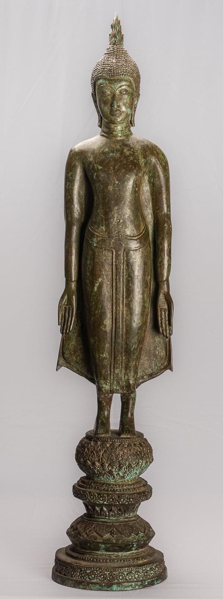 Antike Thai Style Ayutthaya Standing Bronze Charity Buddha Statue-98cm/39 "