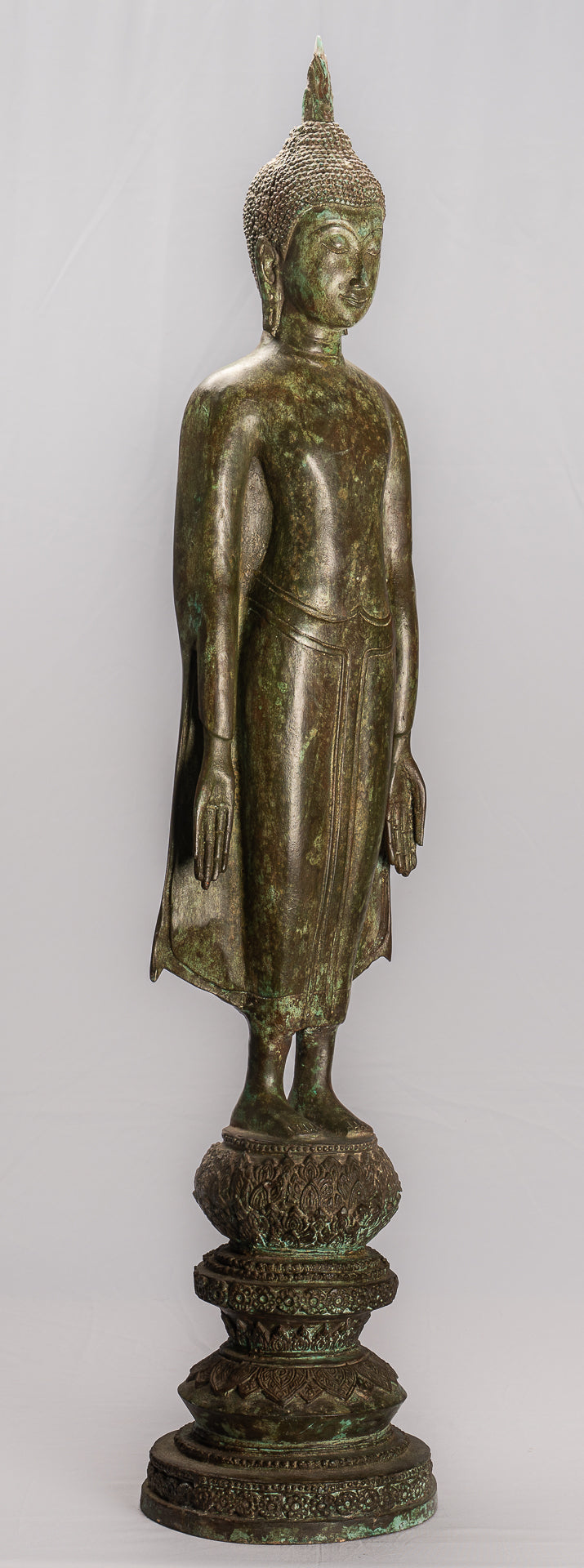 Antike Thai Style Ayutthaya Standing Bronze Charity Buddha Statue-98cm/39 "