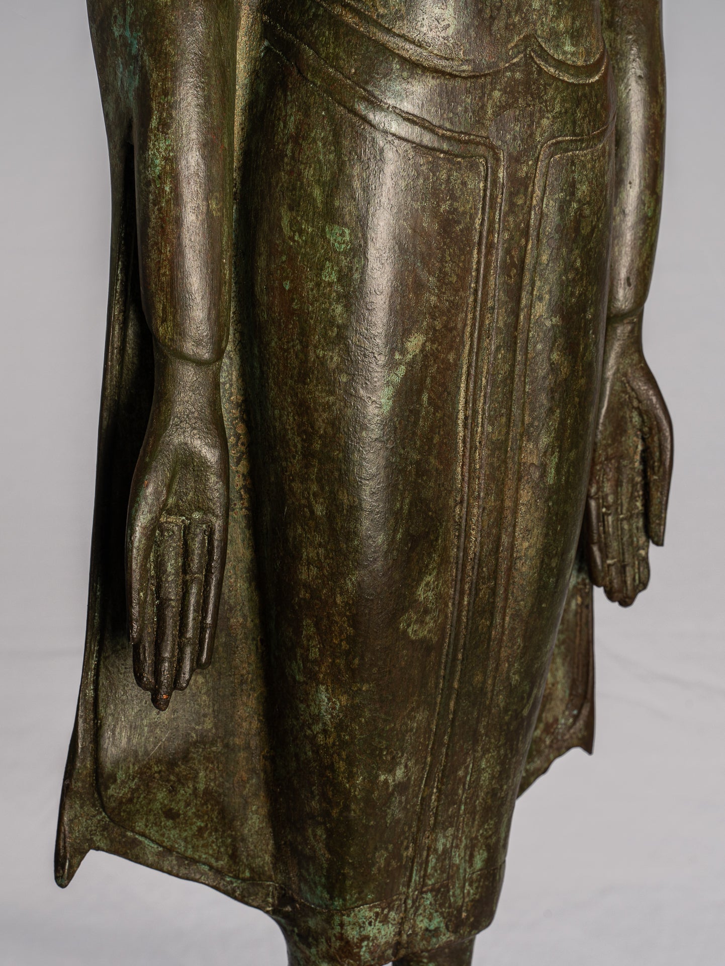 Antike Thai Style Ayutthaya Standing Bronze Charity Buddha Statue-98cm/39 "
