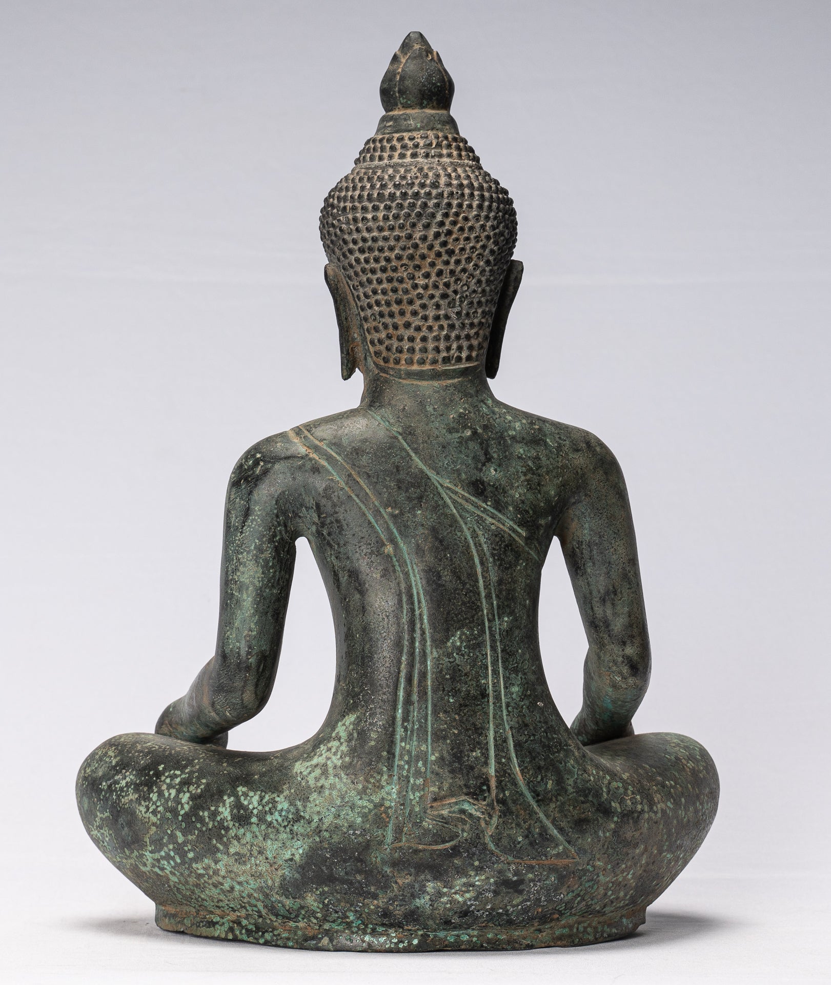 Buddha-Statue – Doppelte Erleuchtungs-Buddha-Statue aus Bronze im antiken Khmer-Stil – 39 cm.