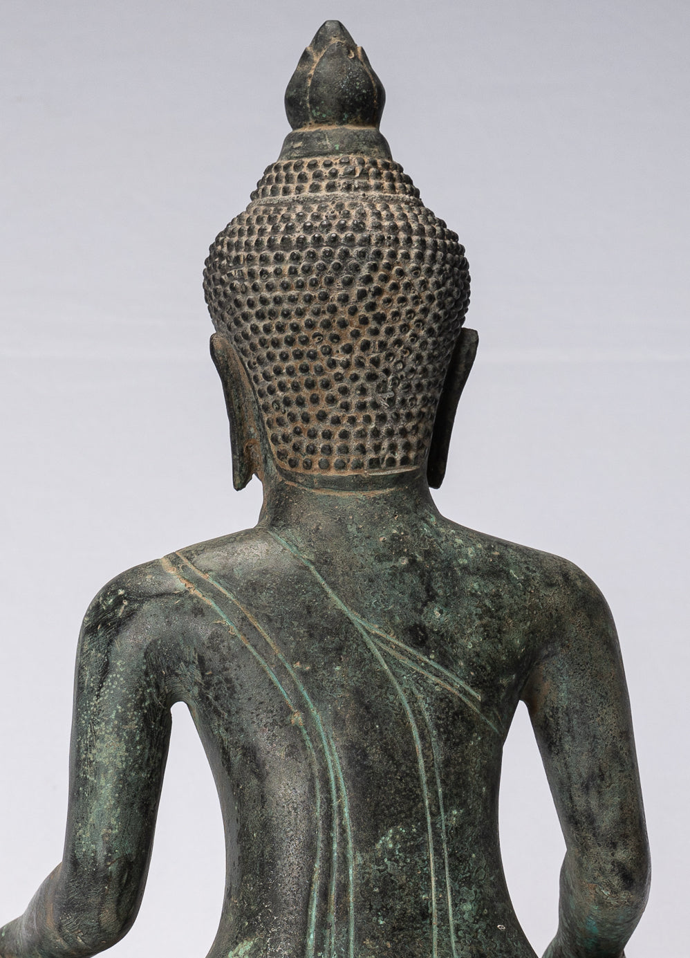 Buddha-Statue – Doppelte Erleuchtungs-Buddha-Statue aus Bronze im antiken Khmer-Stil – 39 cm.