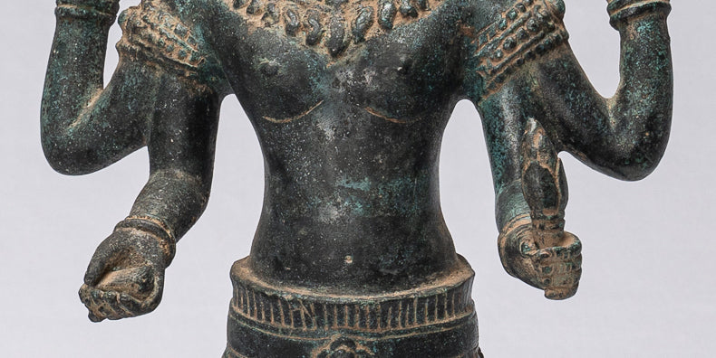 Statue Shiva - Antique Khmer Style Bronze Koh Ker Stile Shiva Statue - 44 cm/18 "