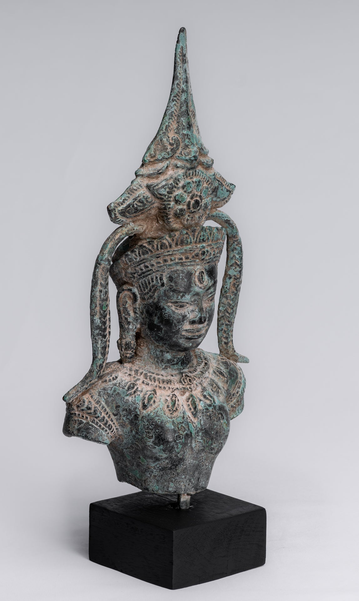 Antique Khmer Style Bronze Angkor Wat Apsara torso o estatua de ángel - 34 cm/14 "