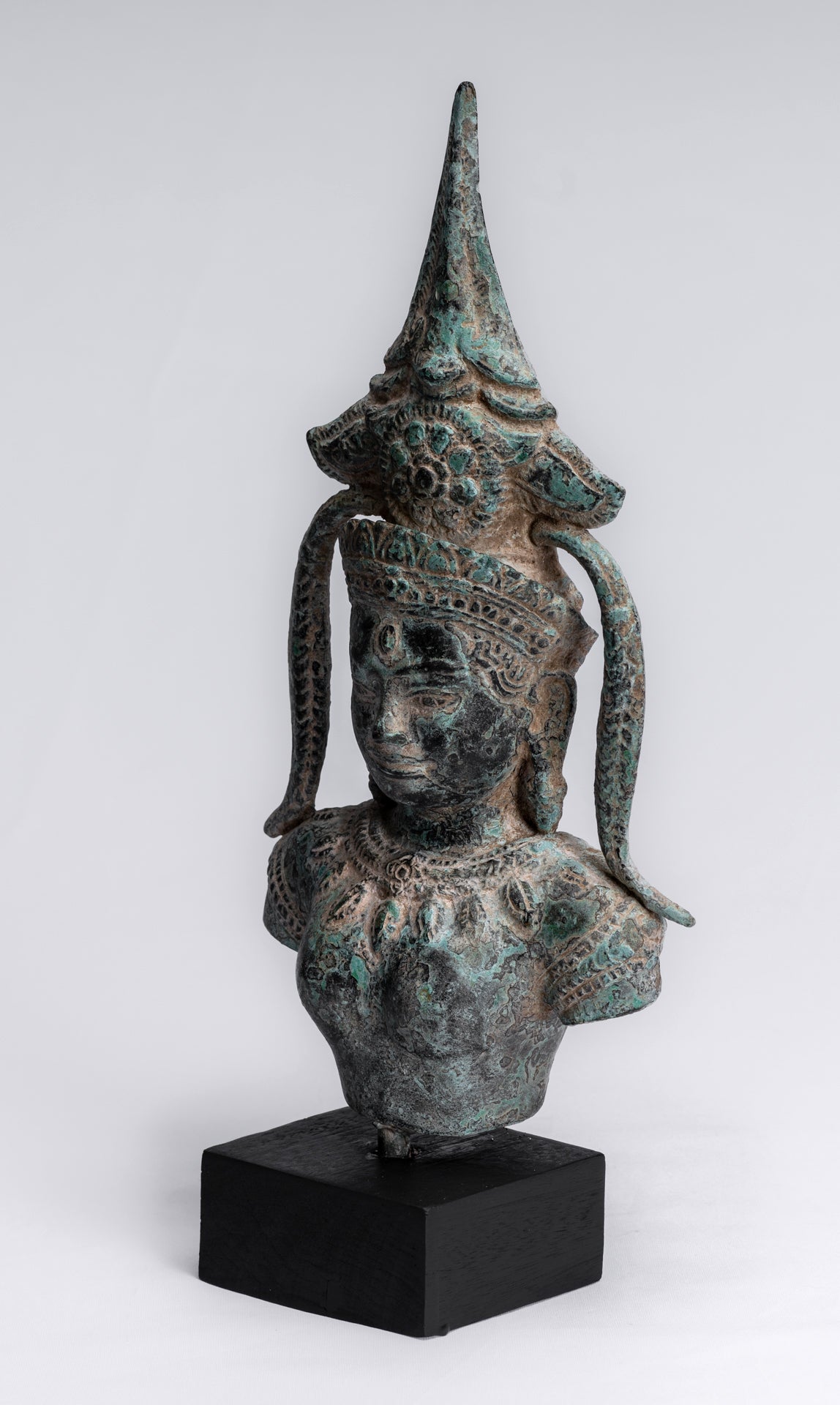 Antique Khmer Style Bronze Angkor Wat Apsara torso o estatua de ángel - 34 cm/14 "