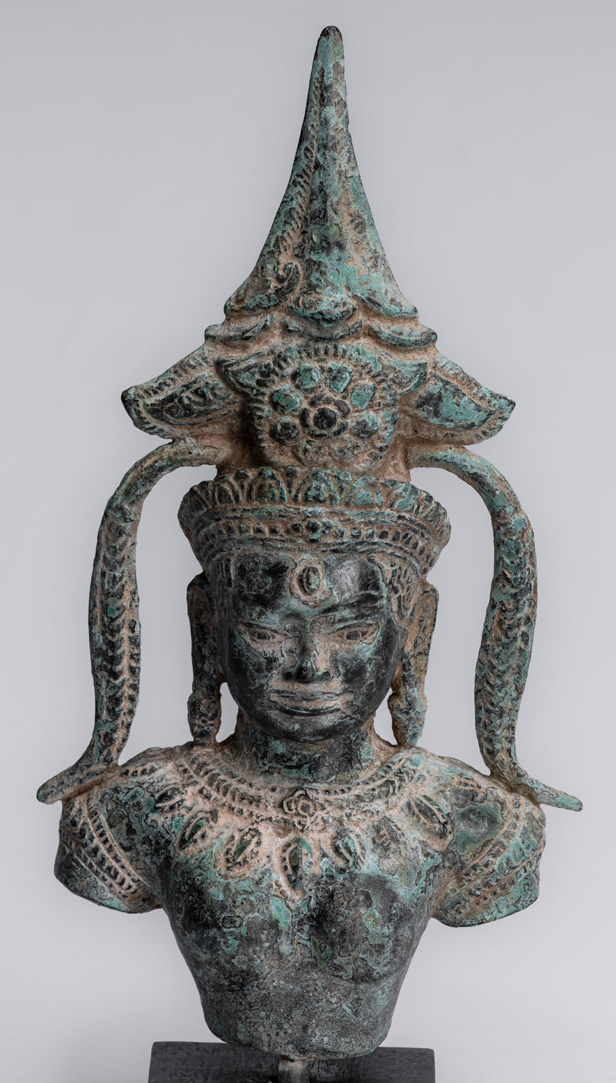 Antique Khmer Style Bronze Angkor Wat Apsara torso o estatua de ángel - 34 cm/14 "