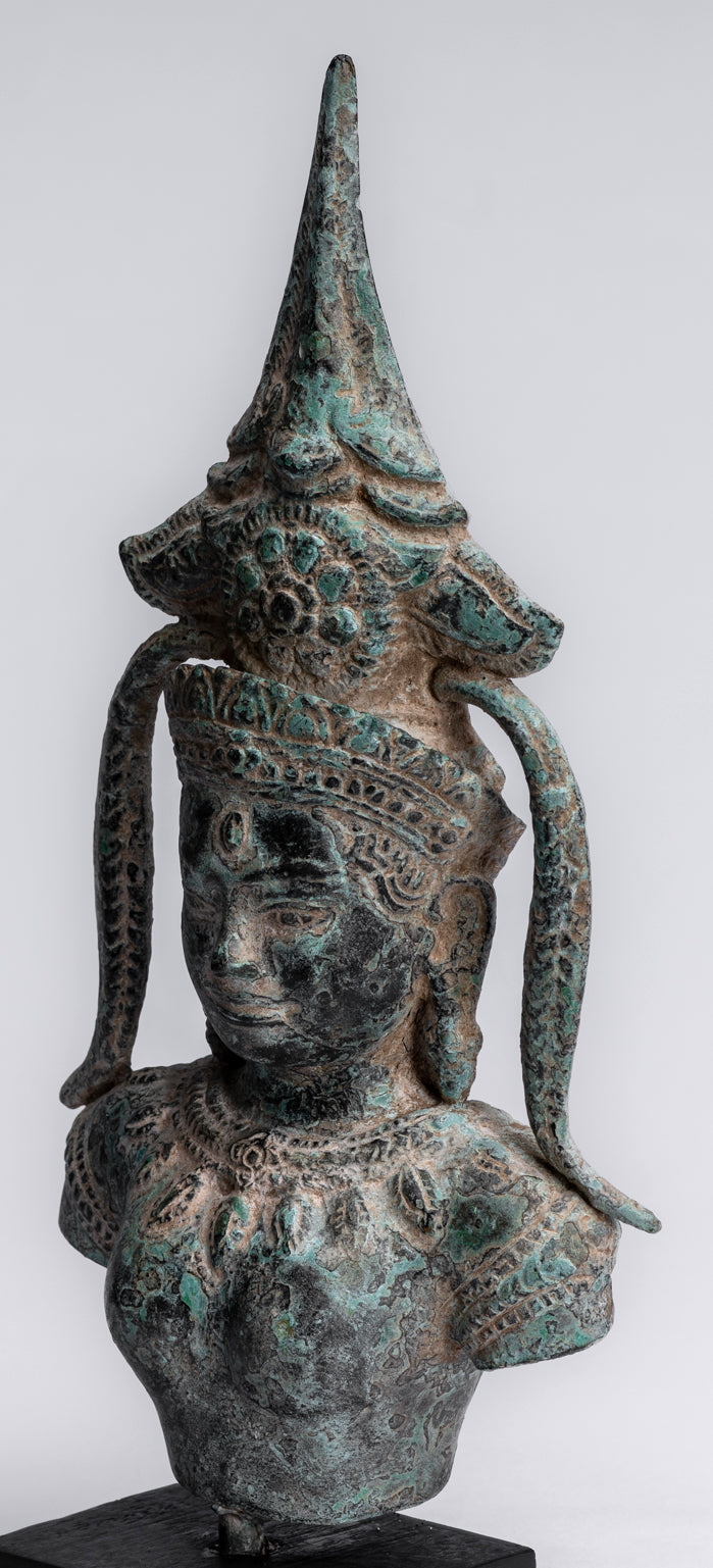 Antique Khmer Style Bronze Angkor Wat Apsara torso o estatua de ángel - 34 cm/14 "