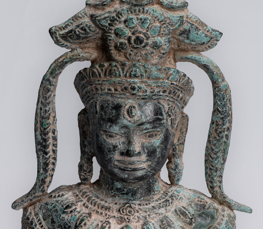 Antique Khmer Style Bronze Angkor Wat Apsara torso o estatua de ángel - 34 cm/14 "