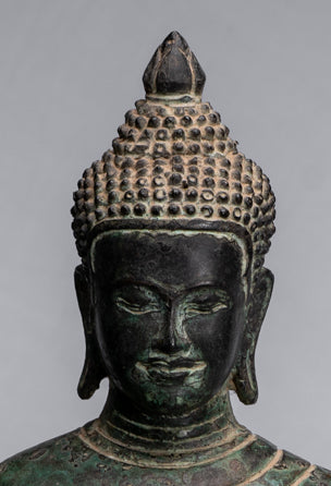 Buddha Statue - Antique Khmer Style Bronze Charity & Compassion Gautama Buddha Statue - 62cm/25"