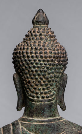 Buddha Statue - Antique Khmer Style Bronze Charity & Compassion Gautama Buddha Statue - 62cm/25"