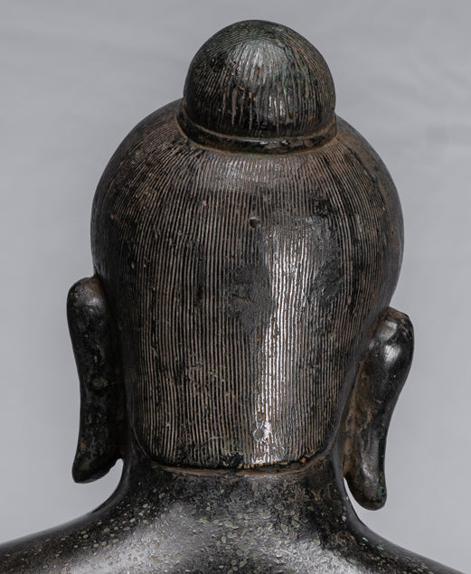 Meditazione di bronzo seduta in stile khmer antico jayavarman vii statua - 42cm/17 "