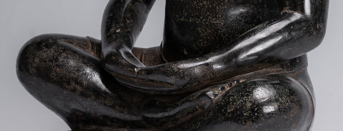 Meditazione di bronzo seduta in stile khmer antico jayavarman vii statua - 42cm/17 "