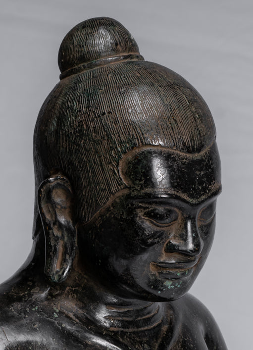 Meditazione di bronzo seduta in stile khmer antico jayavarman vii statua - 42cm/17 "