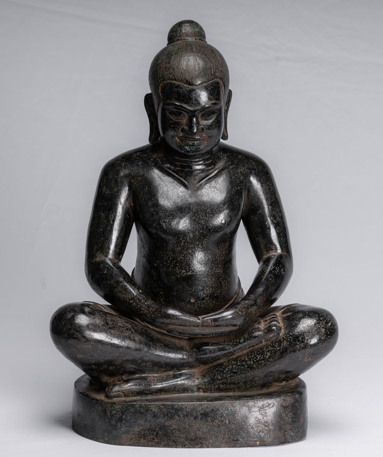 Meditazione di bronzo seduta in stile khmer antico jayavarman vii statua - 42cm/17 "