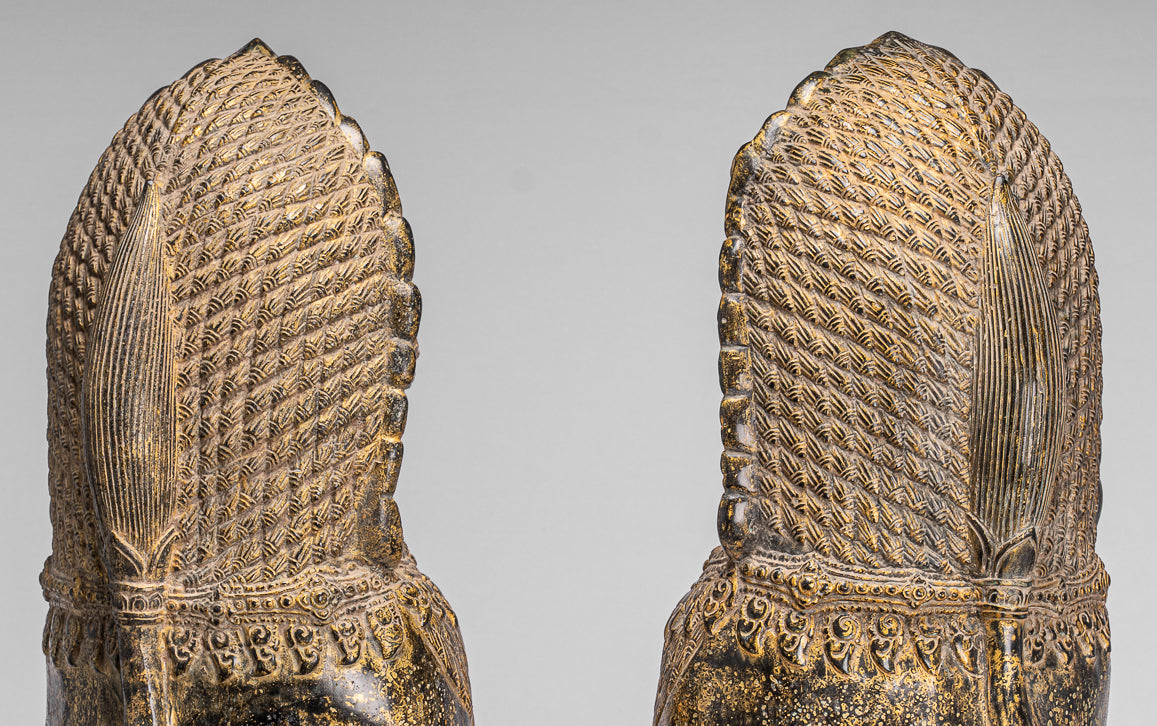 Antique Temple Bronze Temple Guardians o Lions (coppia) - 72cm/29 "