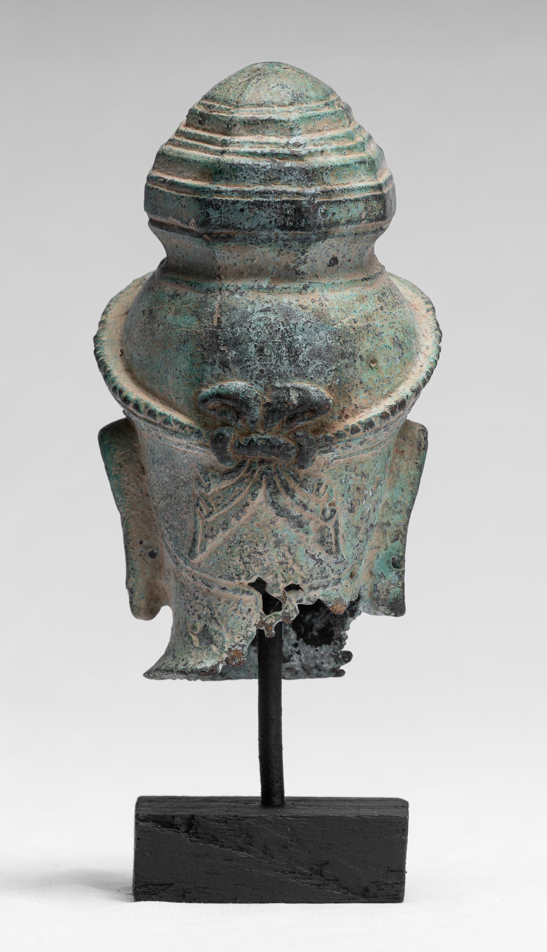 Statue Vishnu - Antique preah -ko in stile bronzo Vishnu Head - Protector & Preserver - 21cm/8 "