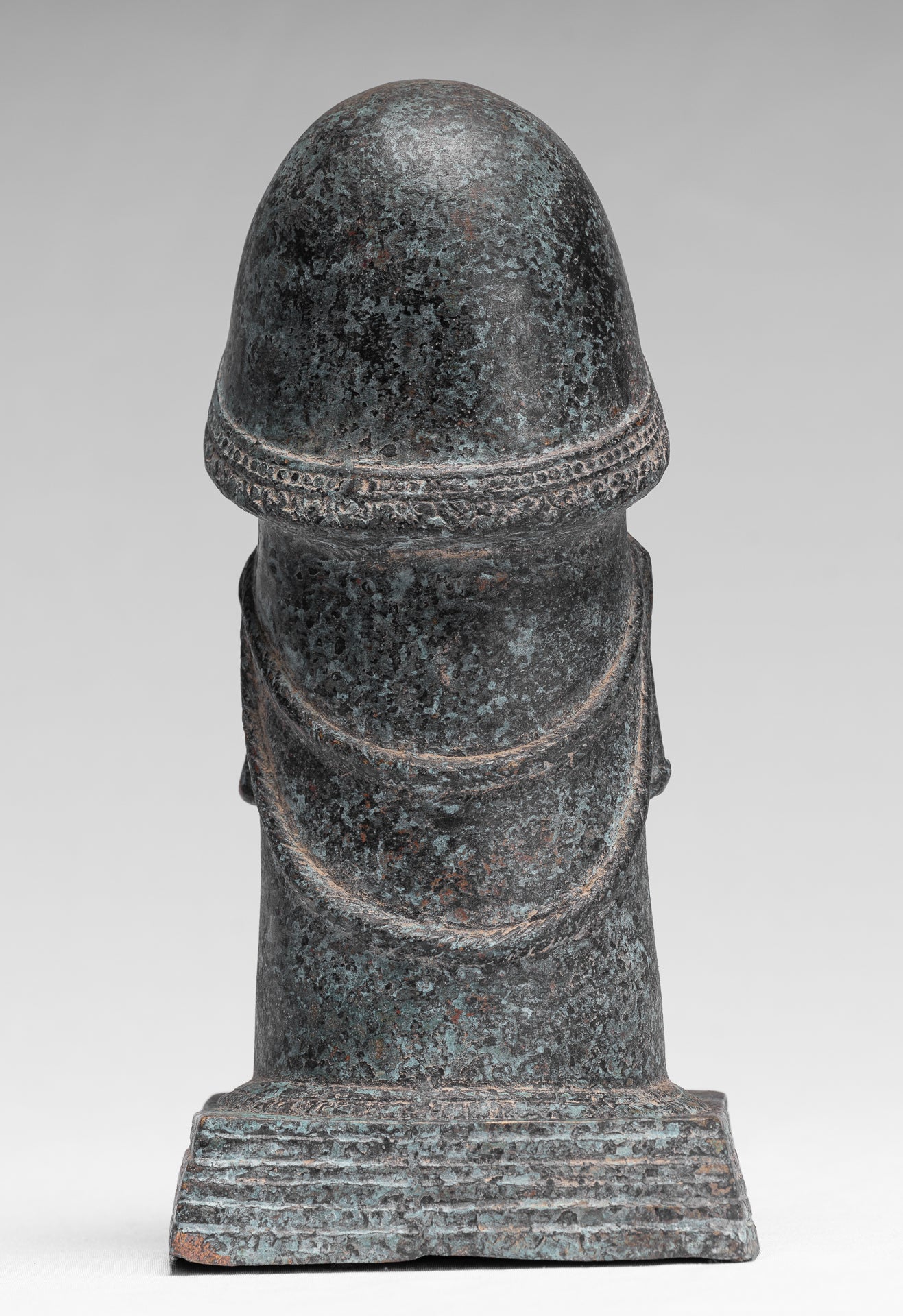 Antique Khmer Style Verdigris Bronze Shiva Linga / Lingnum - 23cm/9"