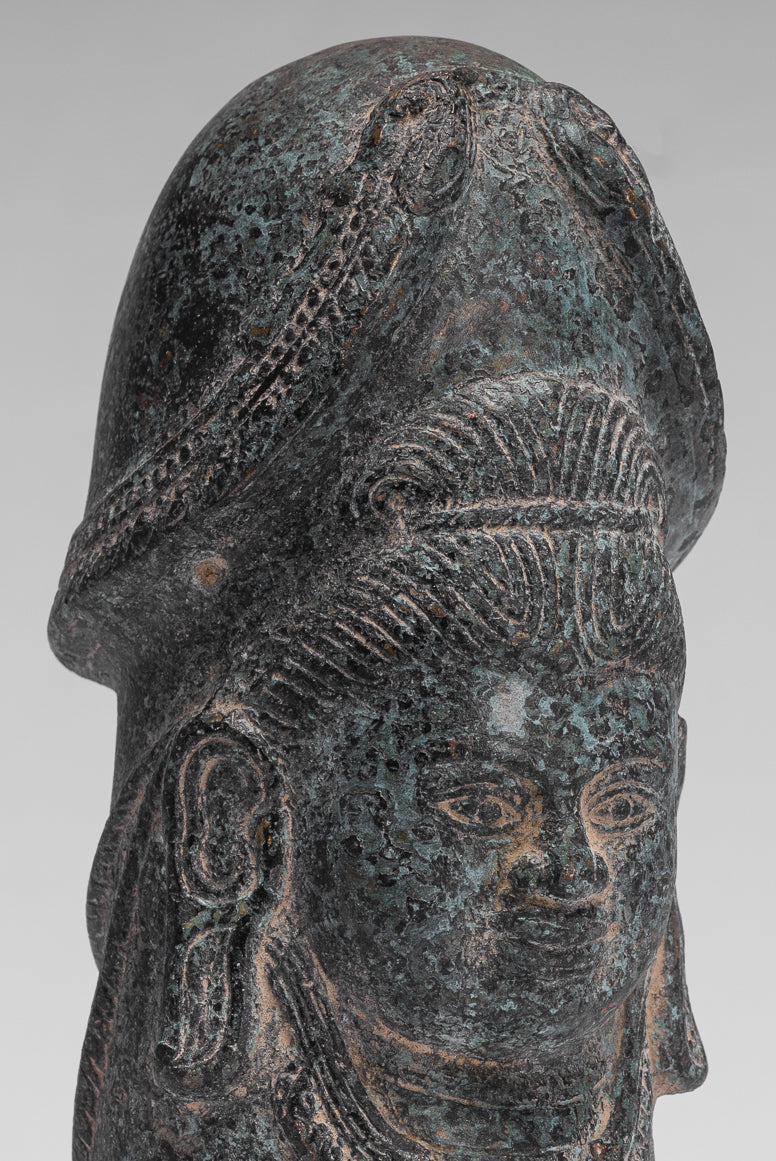 Antique Khmer Style Verdigris Bronze Shiva Linga / Lingnum - 23cm/9"