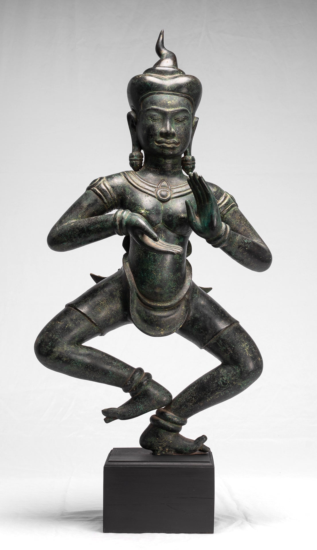Antique Khmer Style Baphuon Bronze Dancing Apsara o Angel Statue - 85cm/34 "