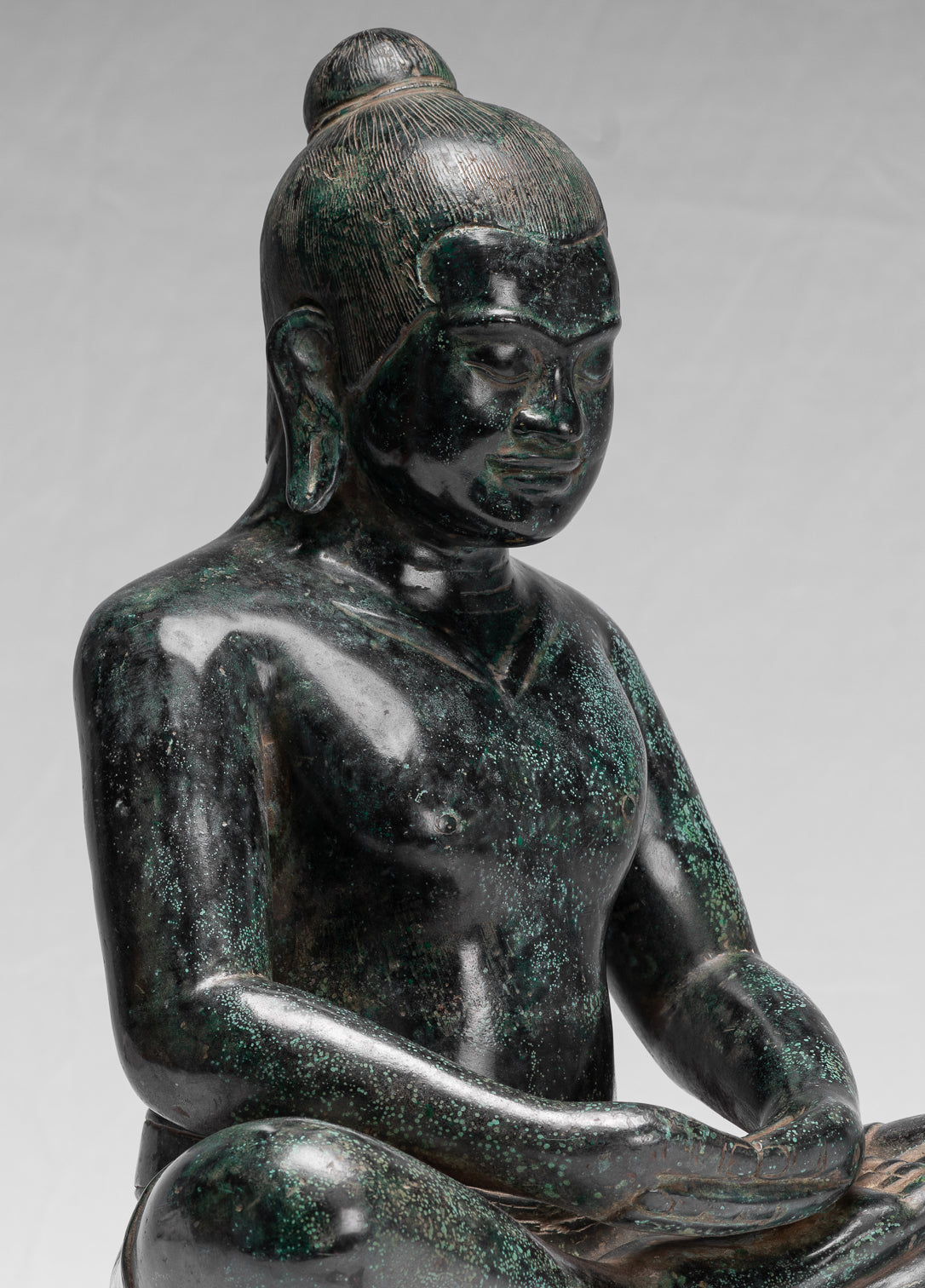 Meditazione di bronzo seduta in stile khmer antico jayavarman vii statua - 38 cm/15 "