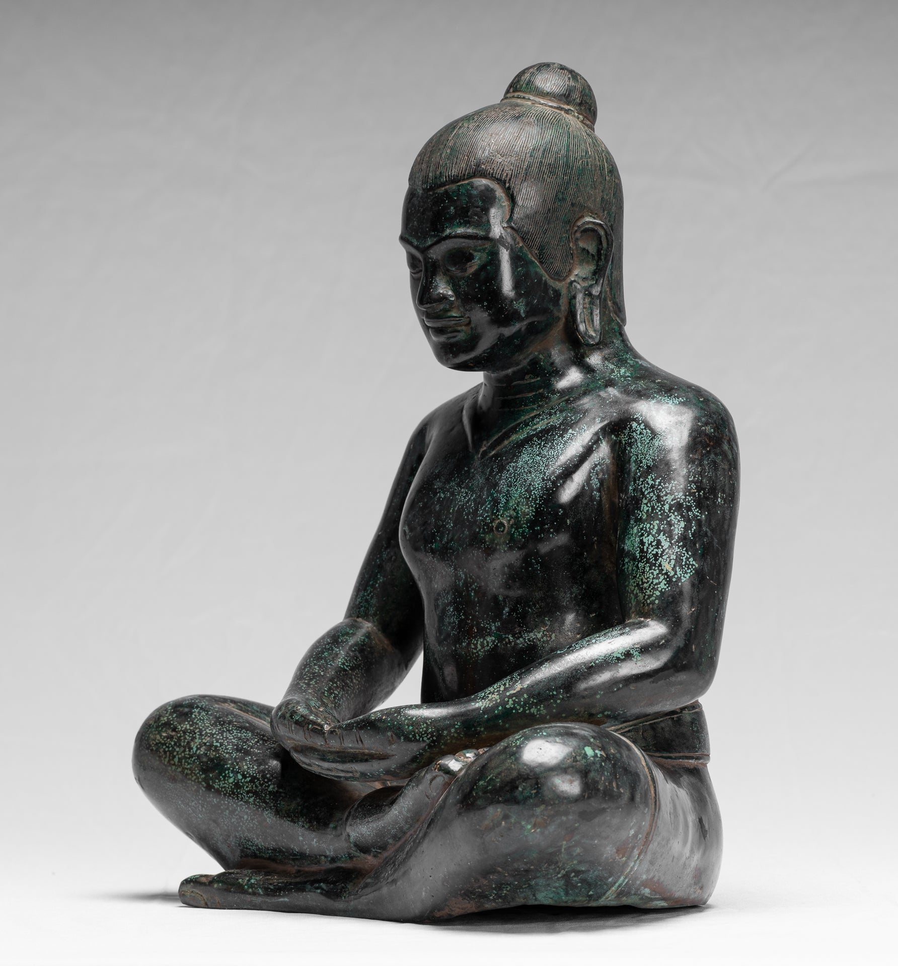 Meditazione di bronzo seduta in stile khmer antico jayavarman vii statua - 38 cm/15 "