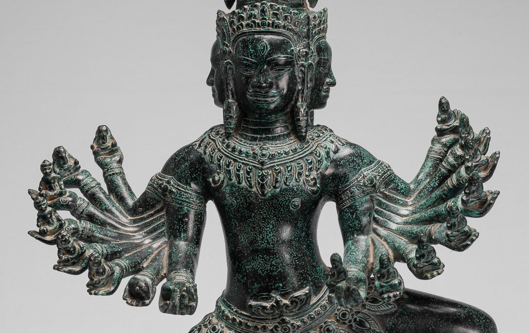 Antique Khmer Style in piedi Bronzo Angkor Wat Hevajra Statue - 86 cm/34 "di altezza