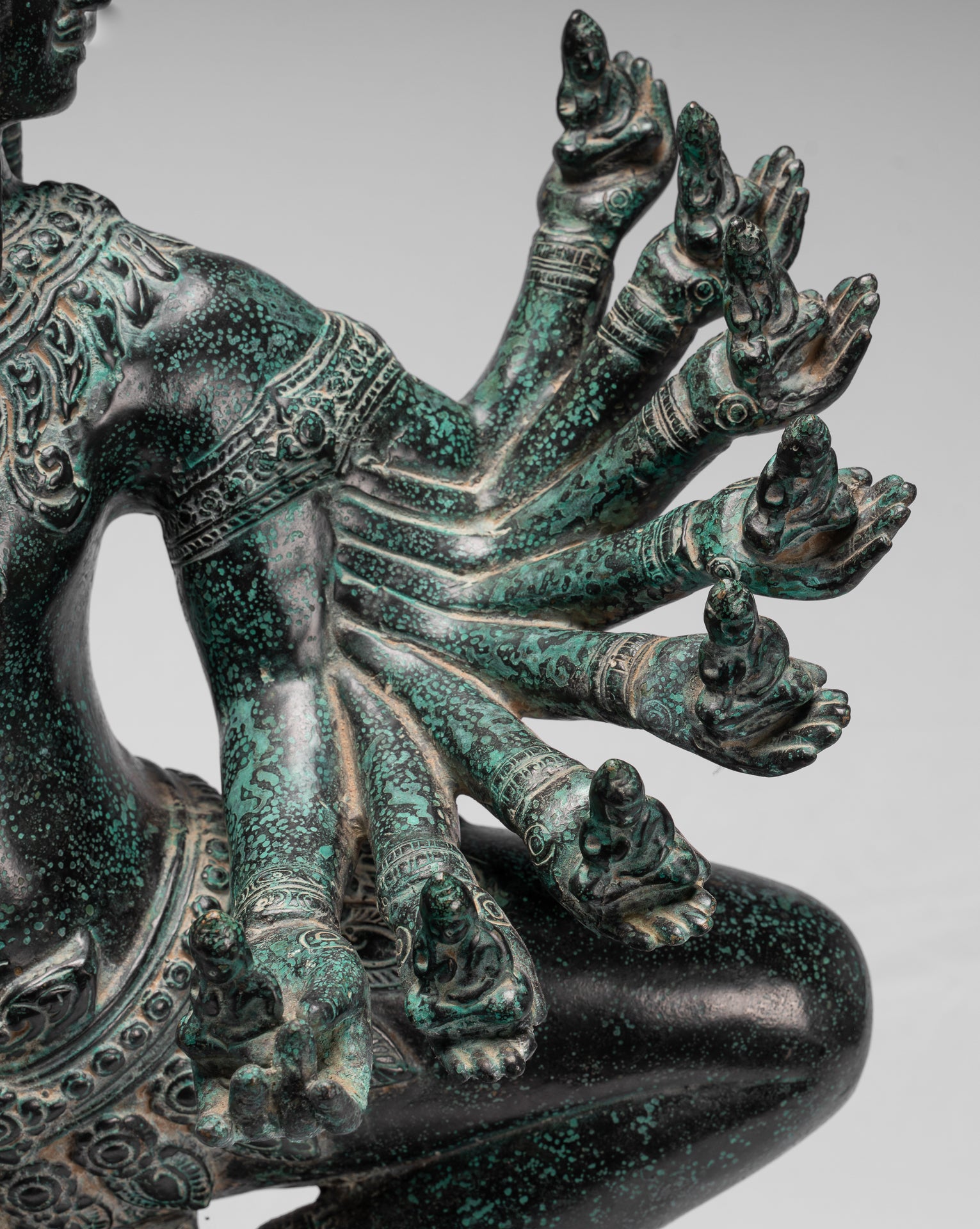 Antique Khmer Style in piedi Bronzo Angkor Wat Hevajra Statue - 86 cm/34 "di altezza