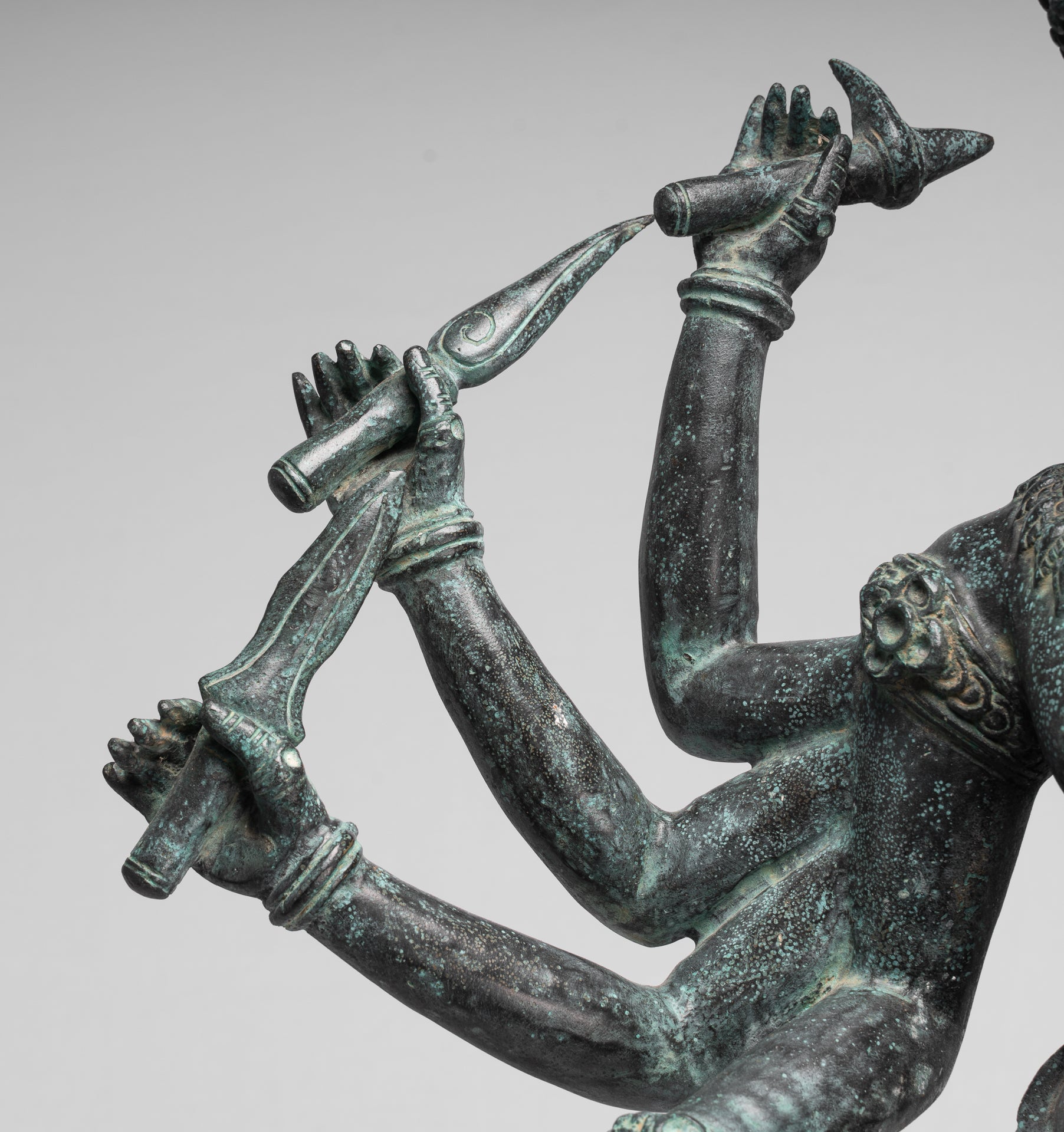 Statue Trimurti - Antique Khmer Style Trimurti Shiva Brahma Vishnu Statua - 95 cm/38 "