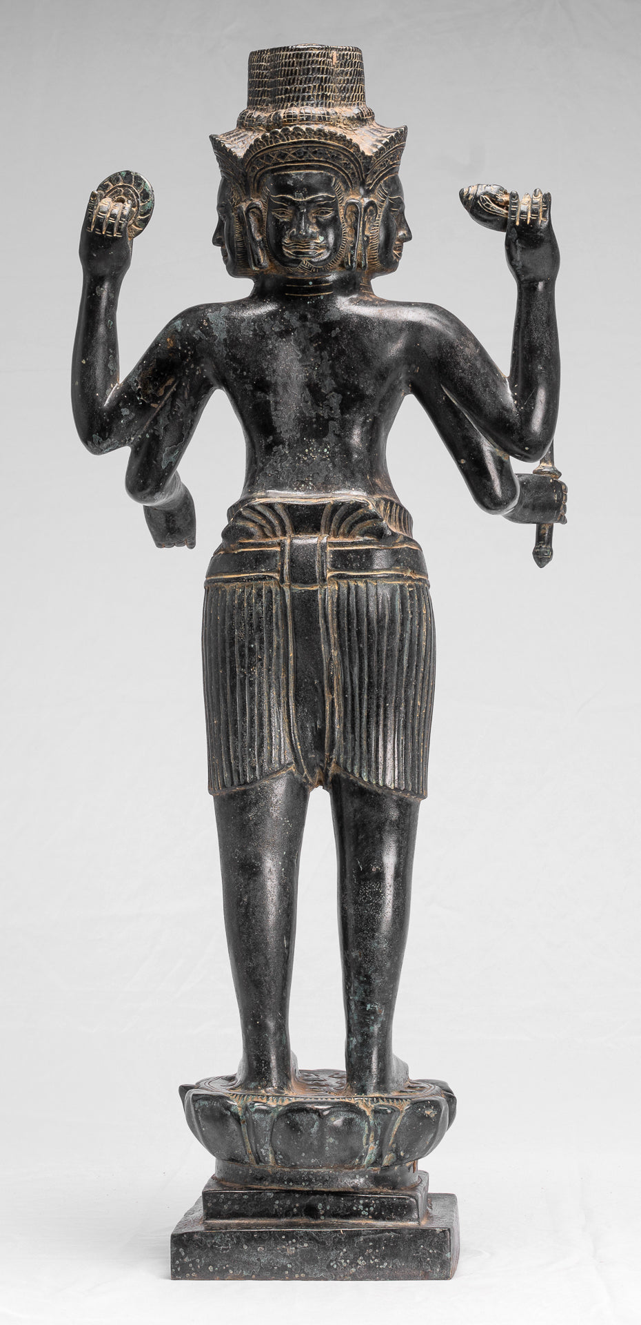 Statua Brahma - Antique Khmer Style Koh Ker in piedi Bronzo Brahma - Creazione di Dio indù - 83cm/33 "