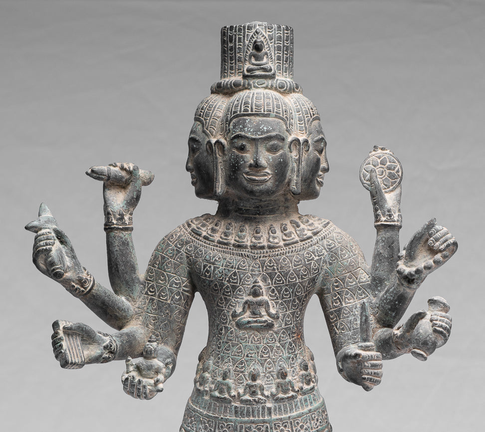 Antique Khmer Style Bronze Bayon State in Standing Lokeshvara - 53cm/21 "