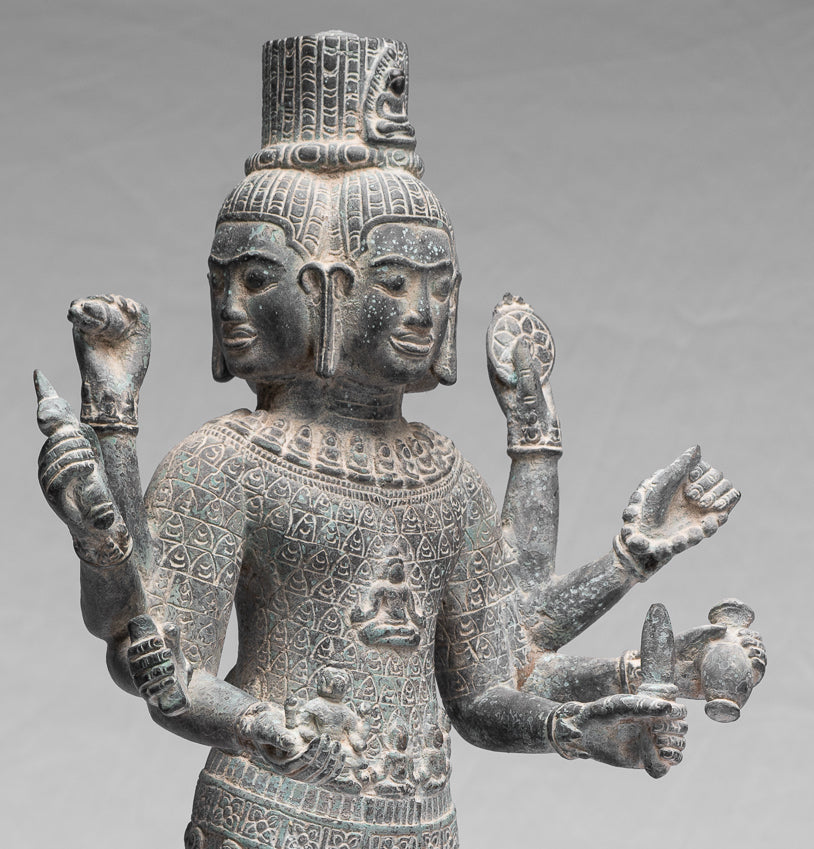 Antique Khmer Style Bronze Bayon State in Standing Lokeshvara - 53cm/21 "