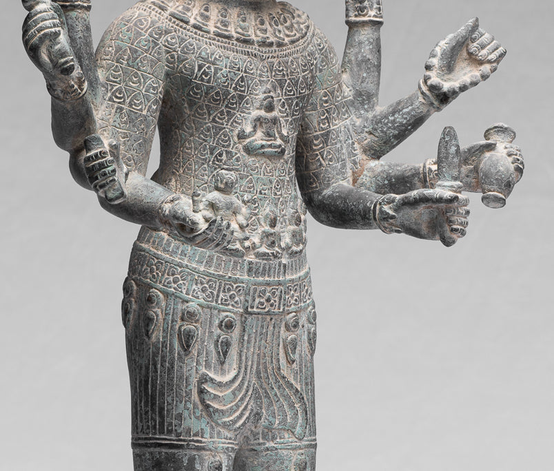 Antique Khmer Style Bronze Bayon State in Standing Lokeshvara - 53cm/21 "