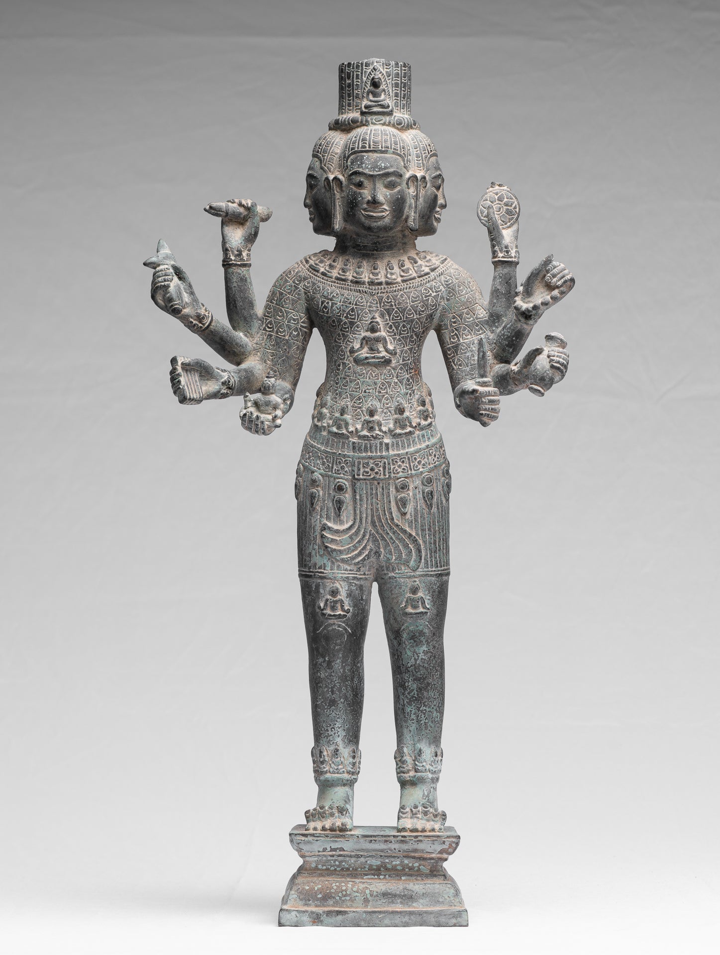 Antique Khmer Style Bronze Bayon State in Standing Lokeshvara - 53cm/21 "