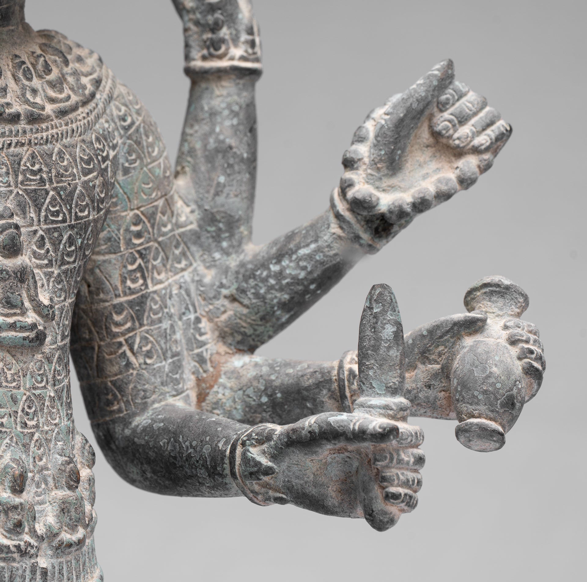 Antique Khmer Style Bronze Bayon State in Standing Lokeshvara - 53cm/21 "