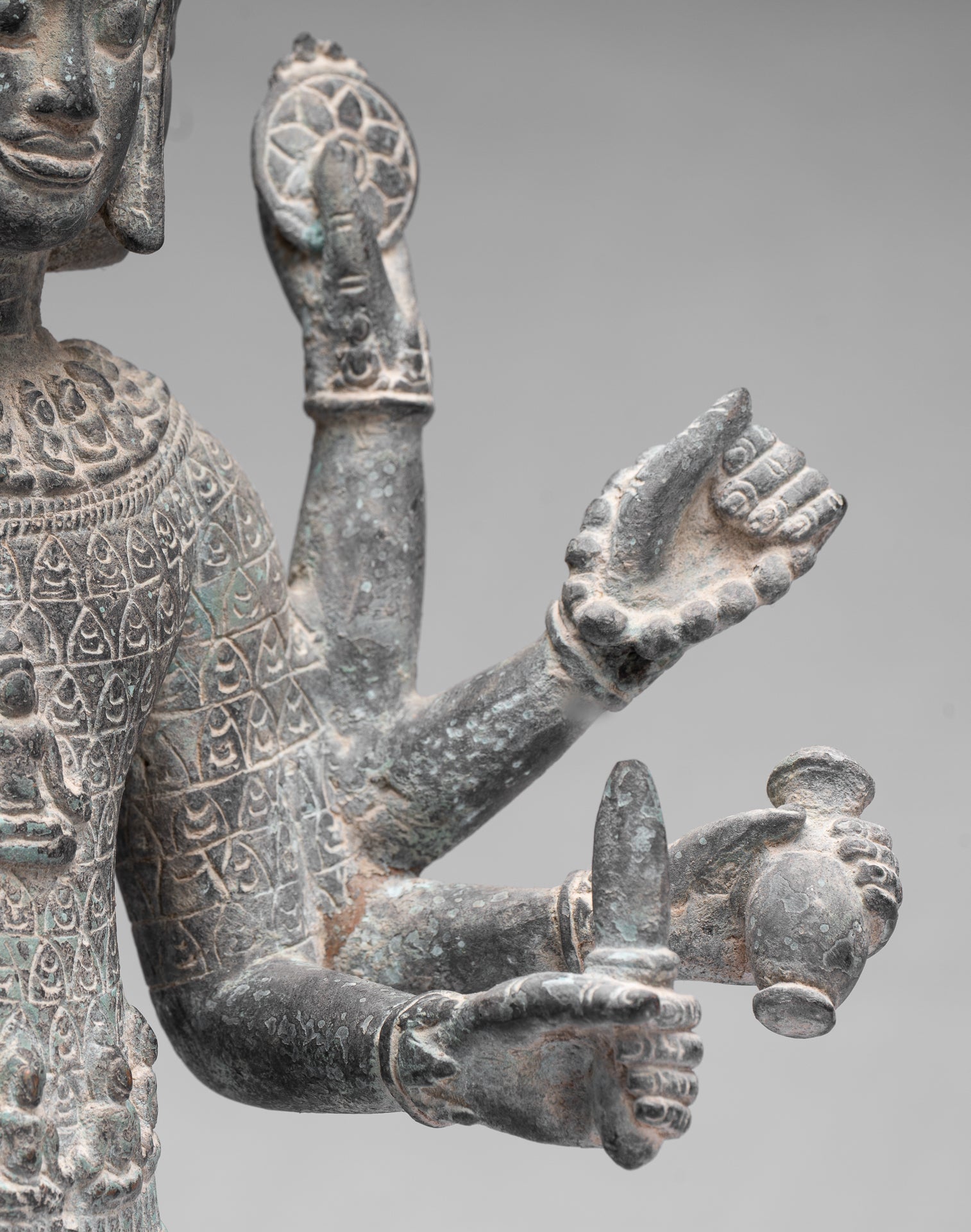 Antique Khmer Style Bronze Bayon State in Standing Lokeshvara - 53cm/21 "