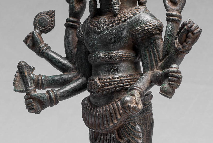 Statua Brahma - Antique Khmer Style Koh Ker in piedi Bronzo Brahma - Creazione di Dio indù - 53cm/21 "