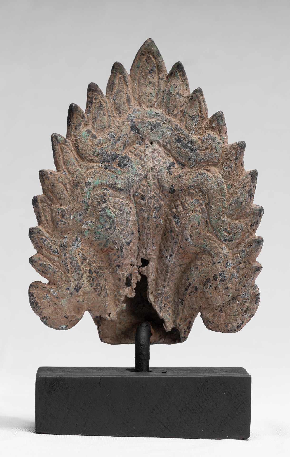 Statua Naga - Antique Khmer Style Bronzo protettivo Naga, serpente o statua a serpente - 24 cm/10 "