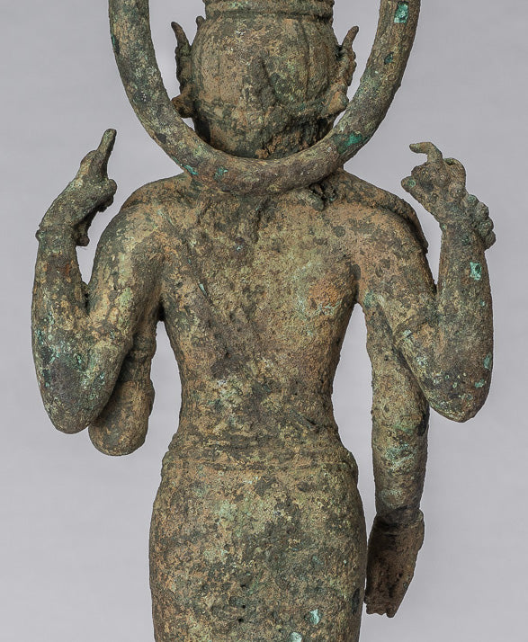 Vishnu - Estatua de bronce de alumno de estilo indonesio antiguo Majapahit Java - 51cm/20 "