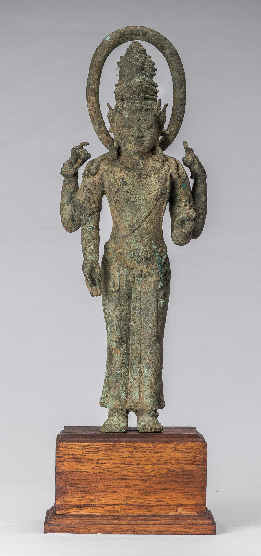 Vishnu - Estatua de bronce de alumno de estilo indonesio antiguo Majapahit Java - 51cm/20 "