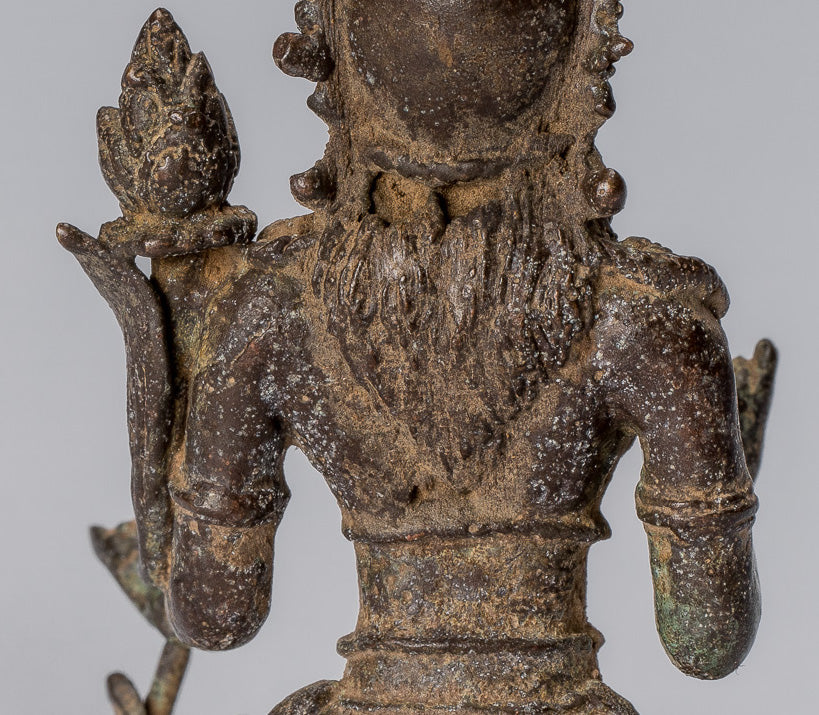 Tara-Statue – antike Majapahit-indonesische sitzende Bronze-Devi-Tara-Statue im Java-Stil – 8 cm.