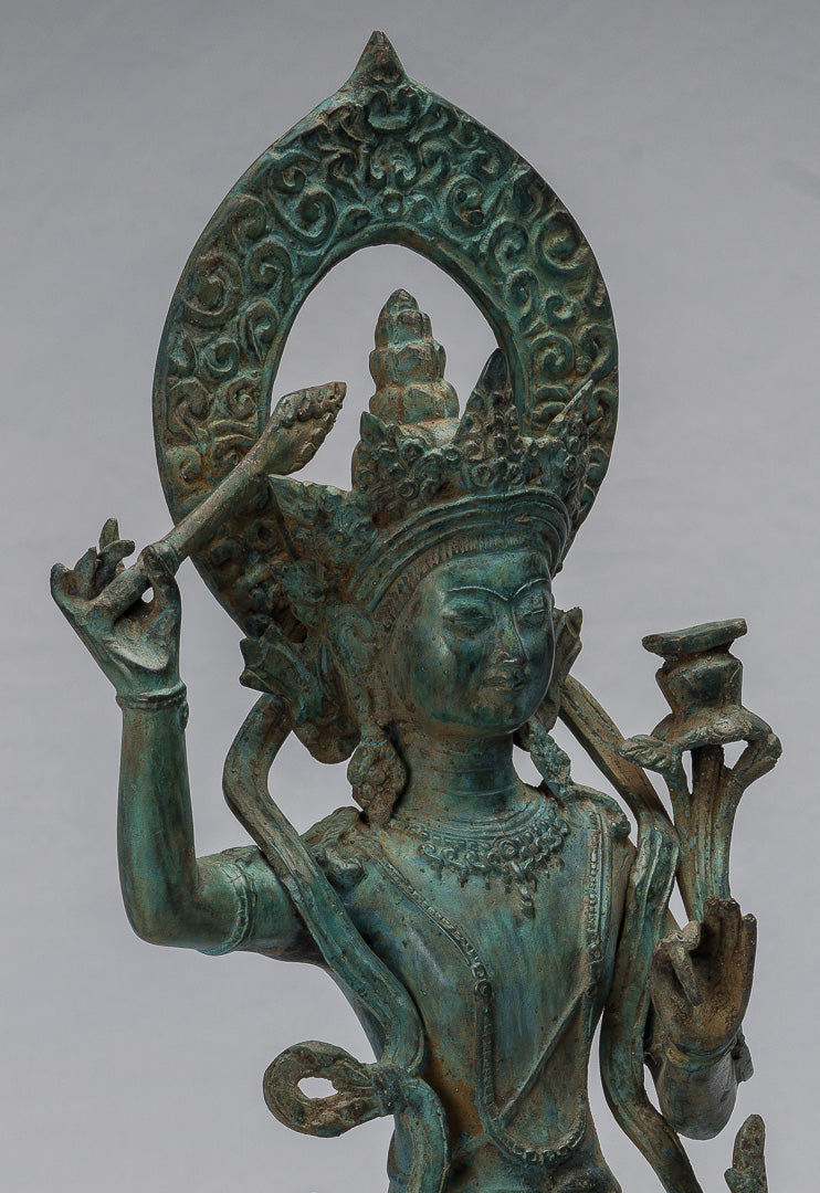 Manjushri-Statue – antike sitzende Majapahit-Gottheit aus Bronze im Java-Stil – Manjushri-Statue – 46 cm.
