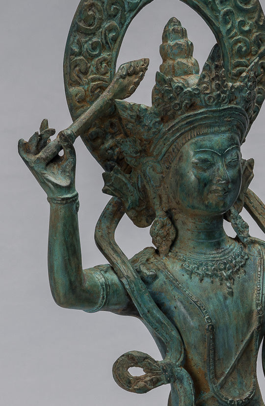 Manjushri-Statue – antike sitzende Majapahit-Gottheit aus Bronze im Java-Stil – Manjushri-Statue – 46 cm.