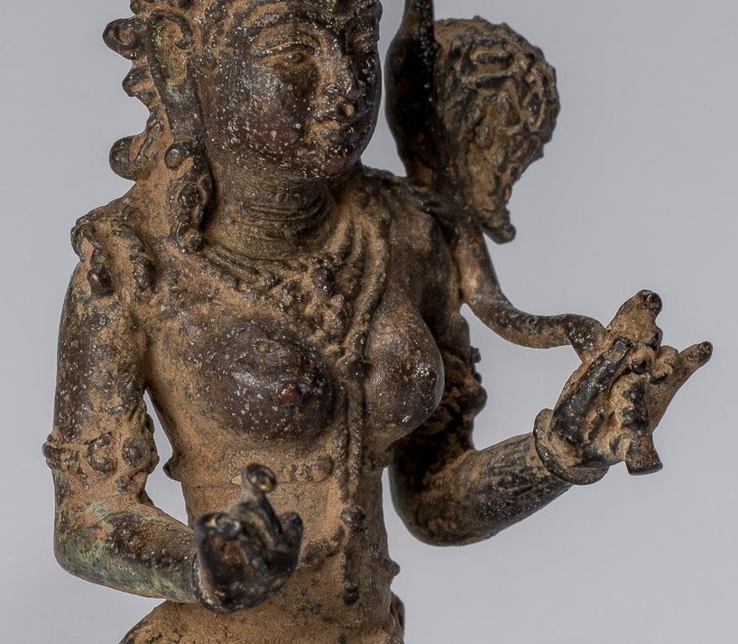 Statue de Tara - ancienne statue de Devi Tara en bronze indonésien de style javanais - 8cm / 3 "
