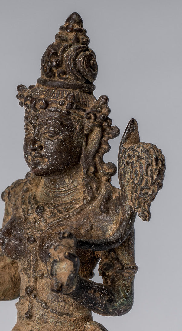 Statue de Tara - ancienne statue de Devi Tara en bronze indonésien de style javanais - 8cm / 3 "